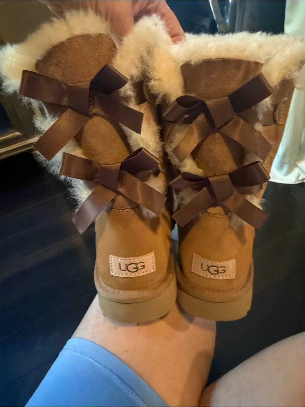 UGG Women's Chestnut Suede Shearling Bow-Back Boots